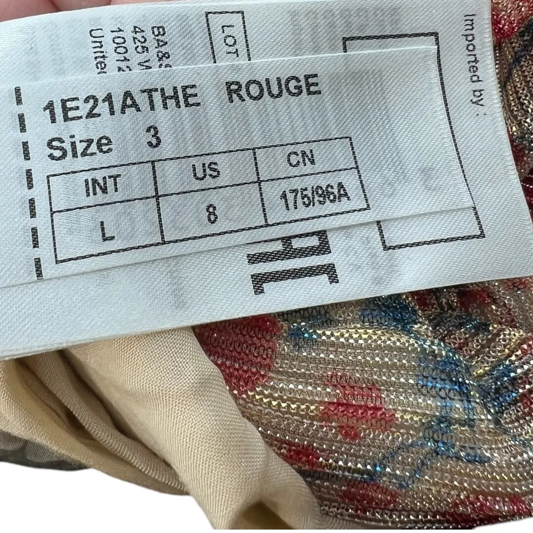 ba&sh Athena Dress Maxi Floral Print Metallic Sparkly Red Blue Size 3 US 8 - Image 16