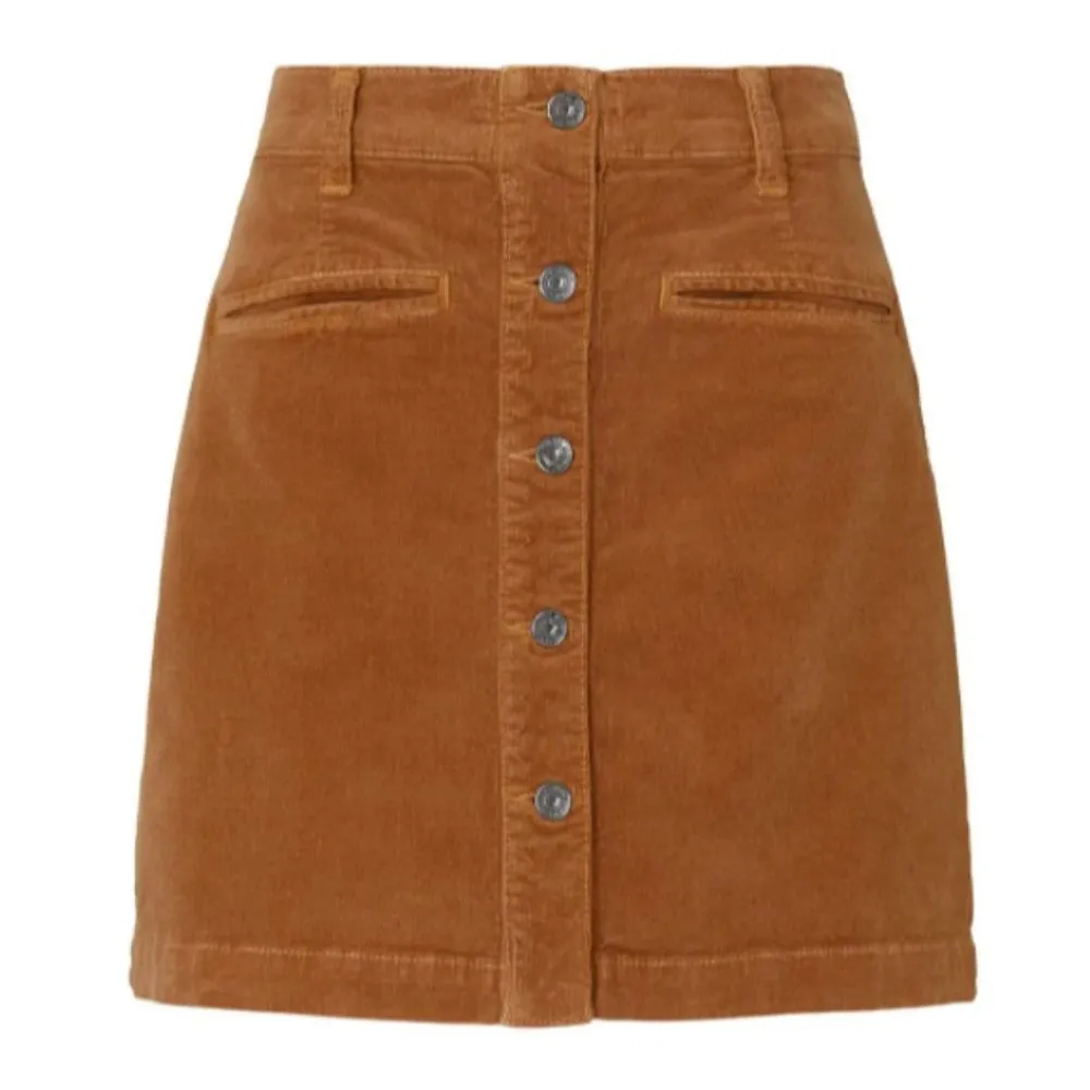 7FAMK Brown Corduroy Button Front Skirt Size 31 - Image 2