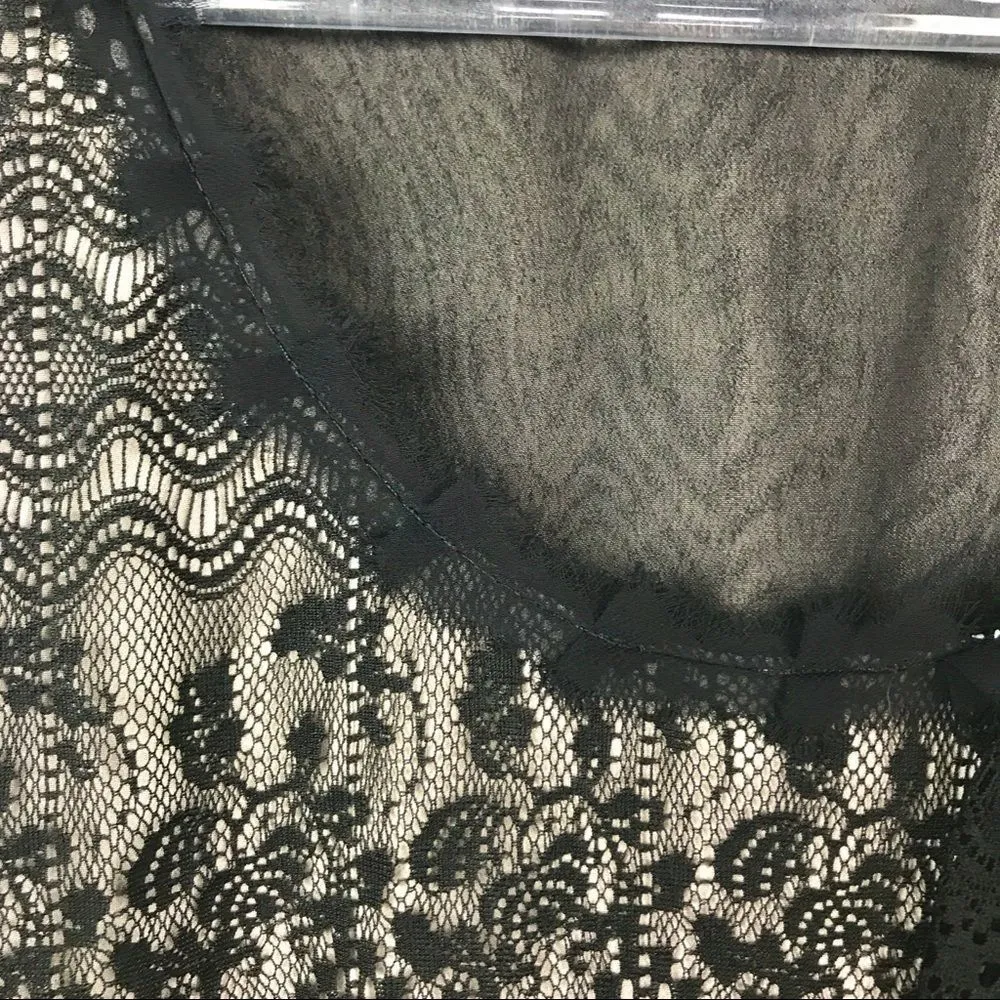 CAbi  Emily Black Nude Layered Lace Crochet Sleeveless Top XS - Image 3