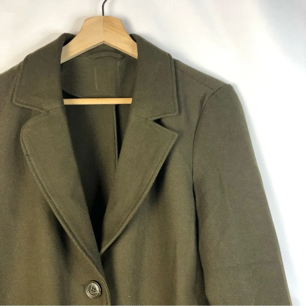 Boutique Olive Green Single Button Longline Trench Coat M - Image 3