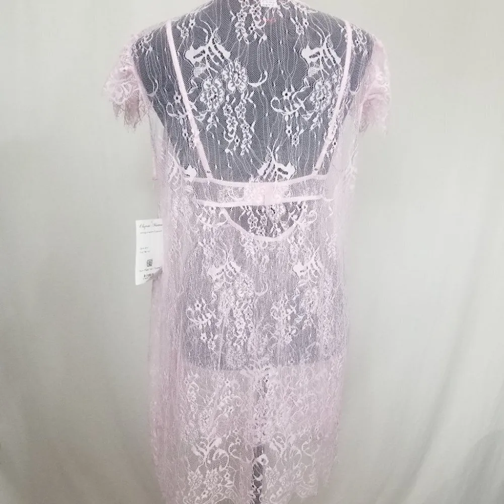 Elegant Moments Pink Lace Peignoir set. Babydoll and Matching Robe Size M - Image 2