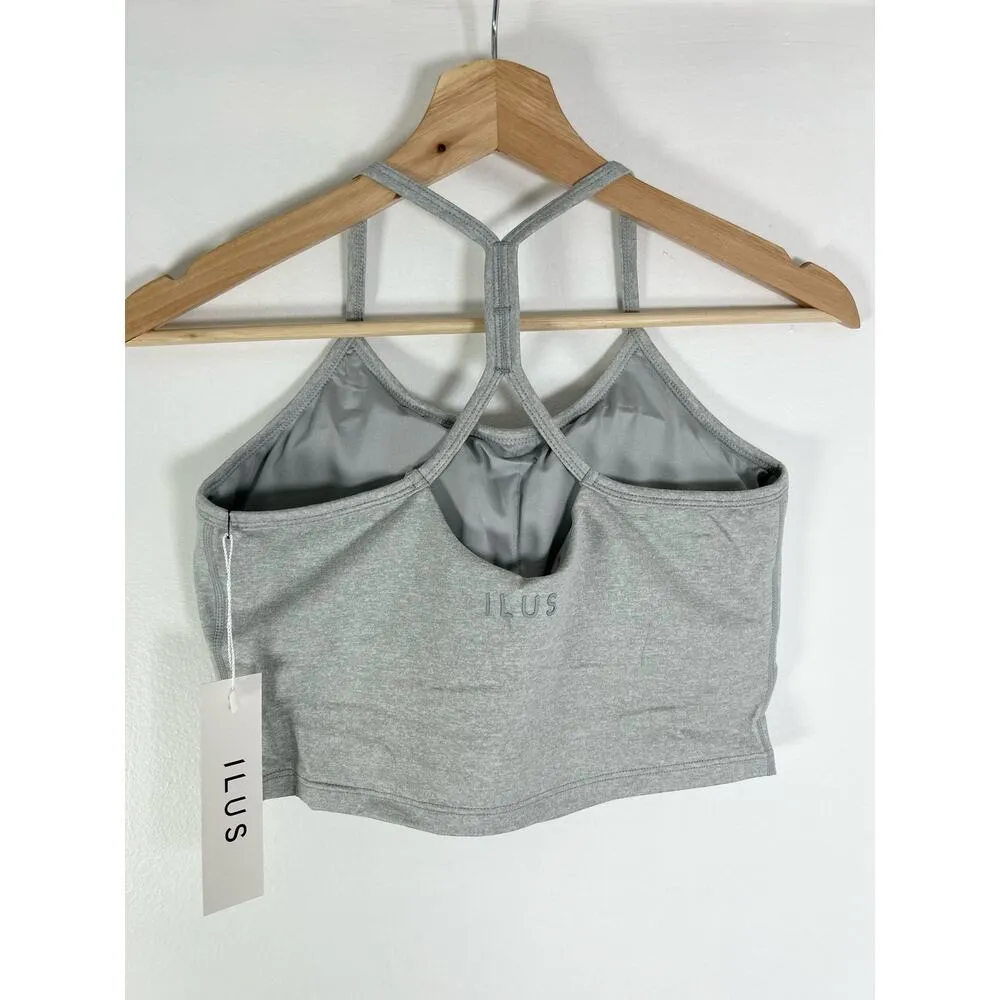 Ilus Label Allure Heather Cropped Top Sports Bra L NWT Gray Size L - Image 6