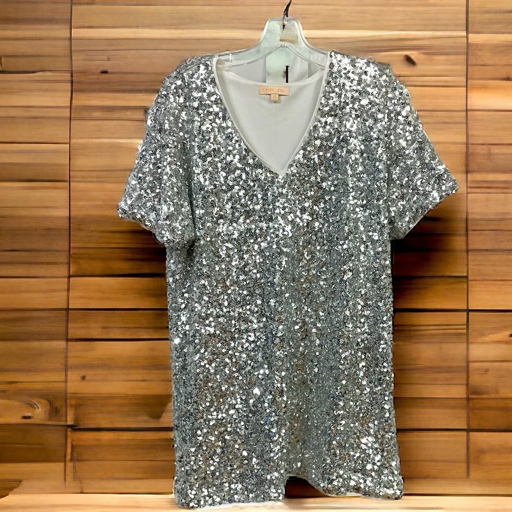 Hidden Label Silver Sequin Dress Size Small - Image 8