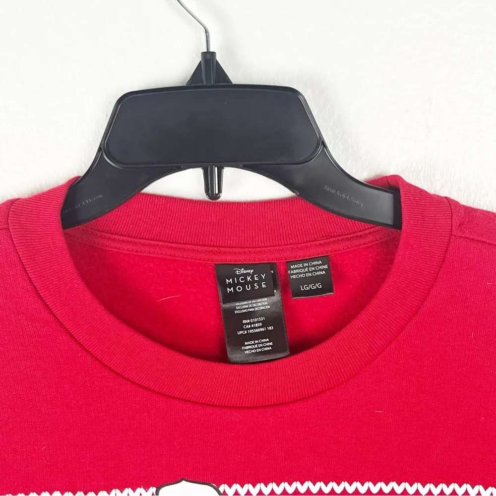 DISNEY Mickey Mouse Red Christmas Graphic Light Up Long Sleeves Sweater Large - Image 6