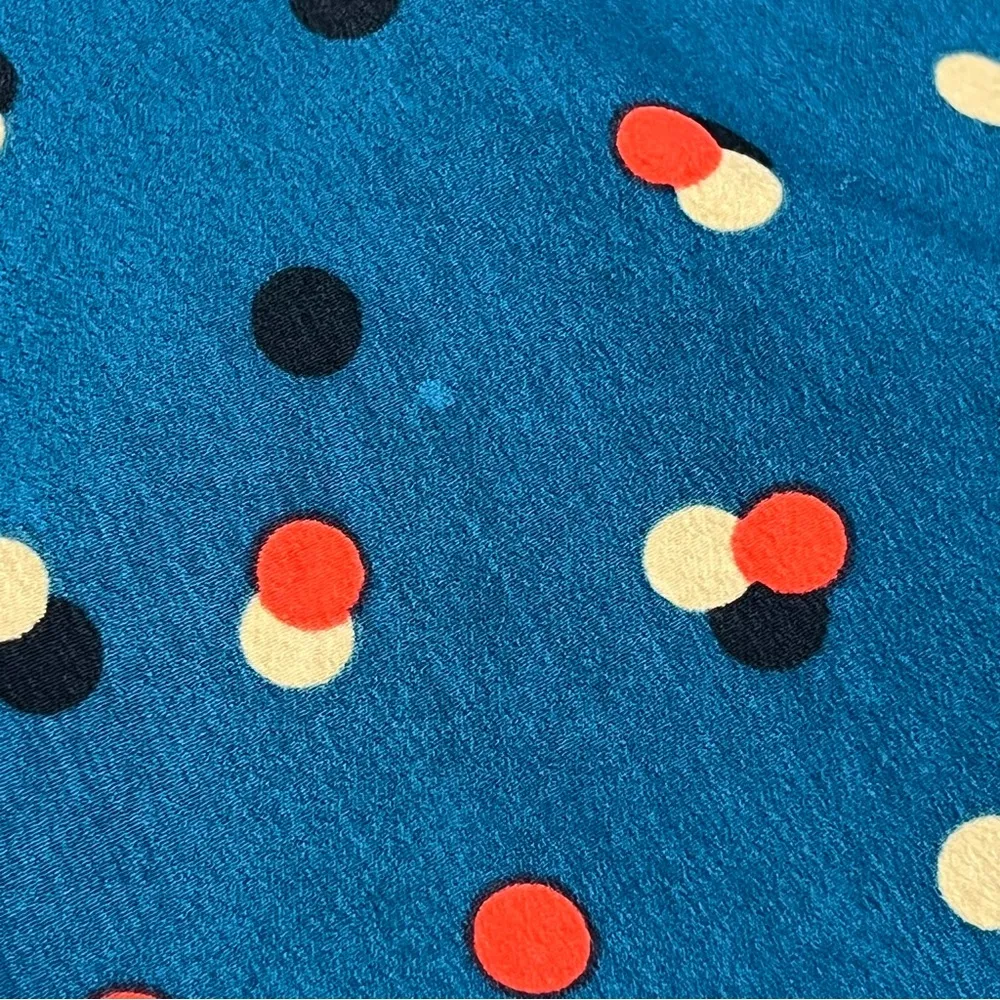 Who What Wear S Mock Neck A-Line Teal/Blue Dot Print Long Sleeve - Image 10