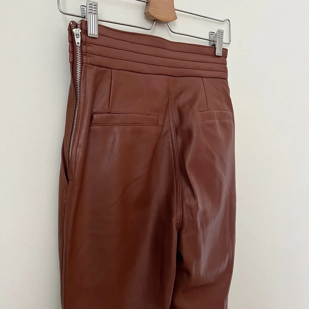 7 for all Mankind Brown Faux Leather Legging Pants Size XS - Image 5