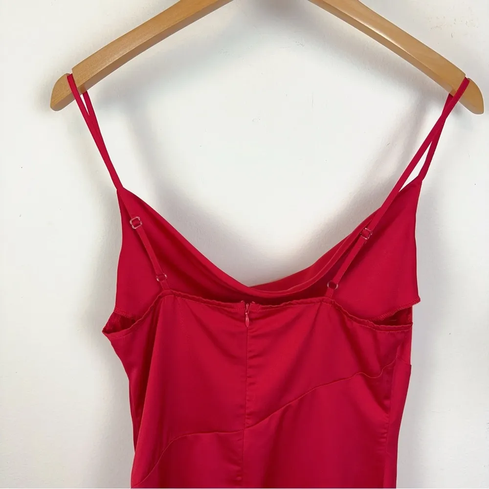 NWT J.ING Red Draped Collar Slip Dress Size L - Image 8