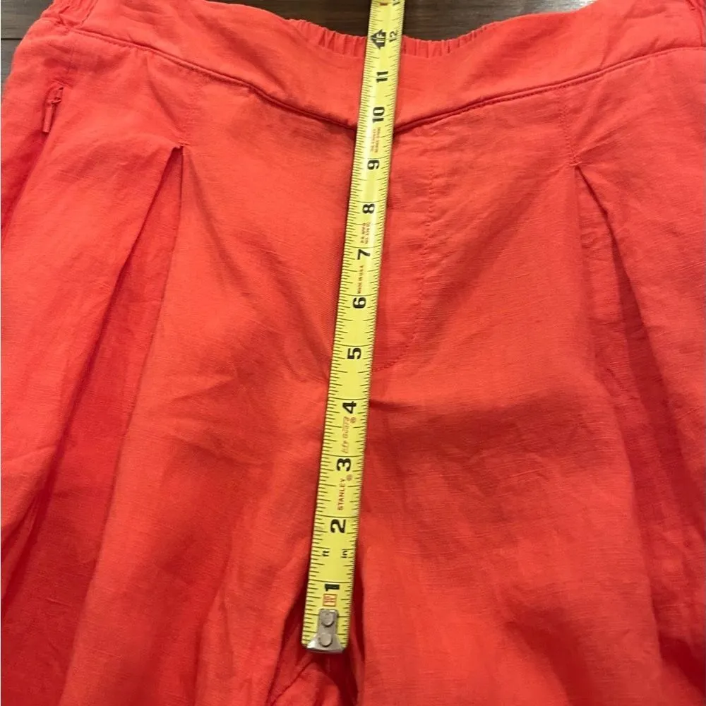 Athleta Playa Coral Linen Wide Leg Cropped Pants Size 12 Pashion Fruit 798591 - Image 6