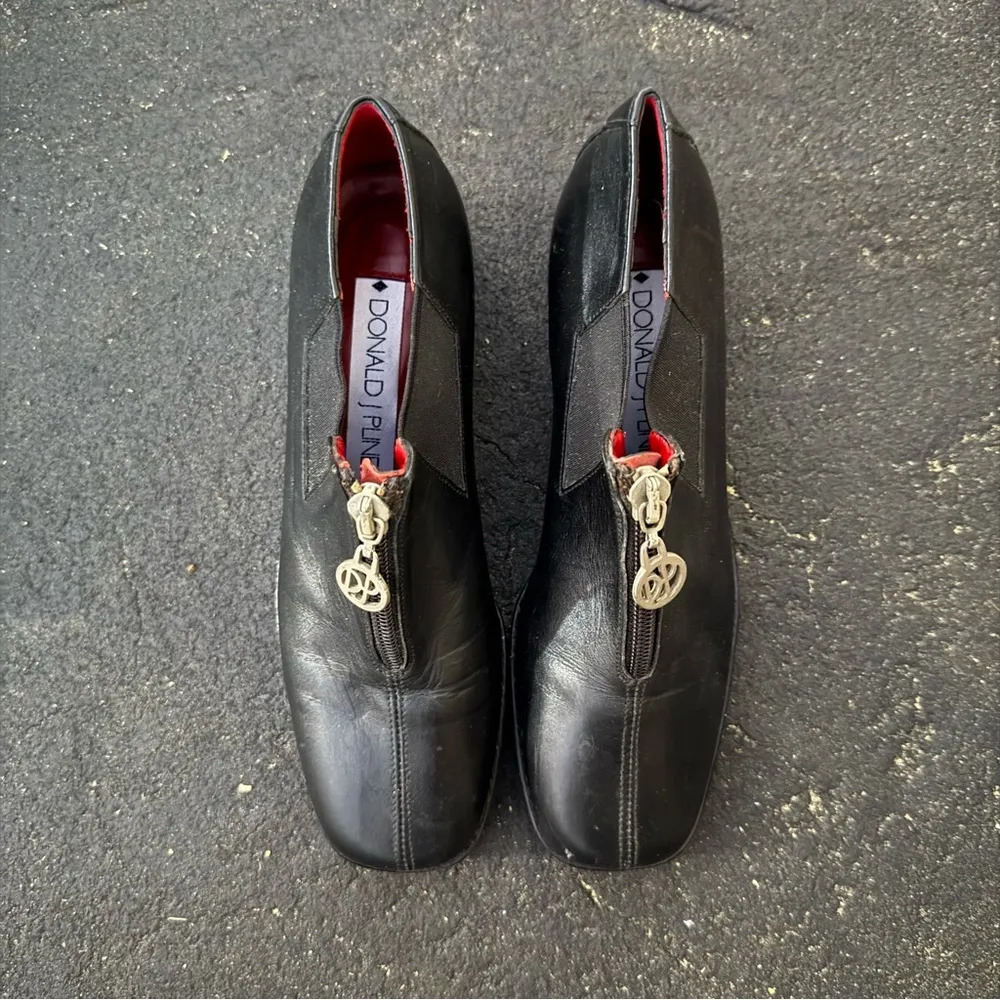 Vintage Donald J Pliner Black Leather Zip - Image 6