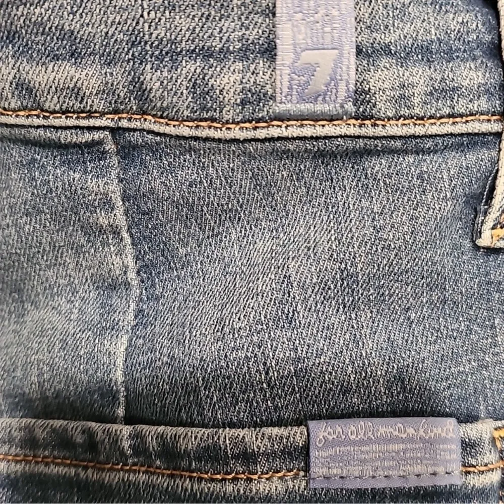 7 For All Mankind Vintage Sloane Skinny Cargo Blue Ankle Cropped Jeans Tapered. - Image 6