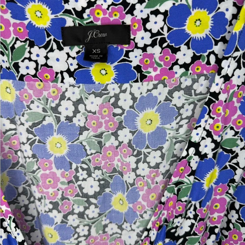 J Crew Fabrizia Floral Jersey Wrap Midi Dress Women's Size X-Small - Image 3