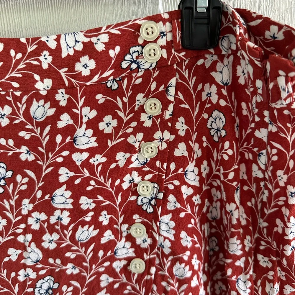 Talbots Red and White Wrap Pencil Midi Skirt - Image 3