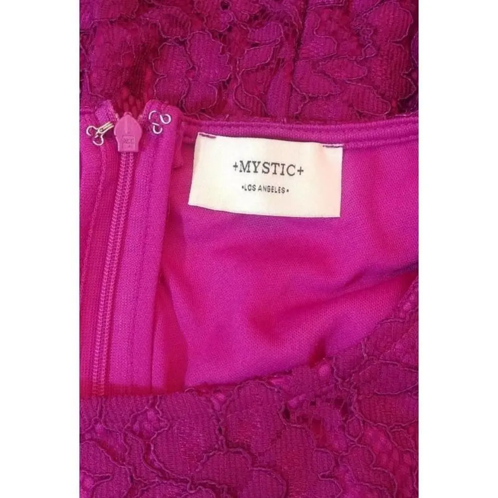 Purple Violet Lace Dress with Flutter Sleeves by Mystic from Modcloth Small - Image 4