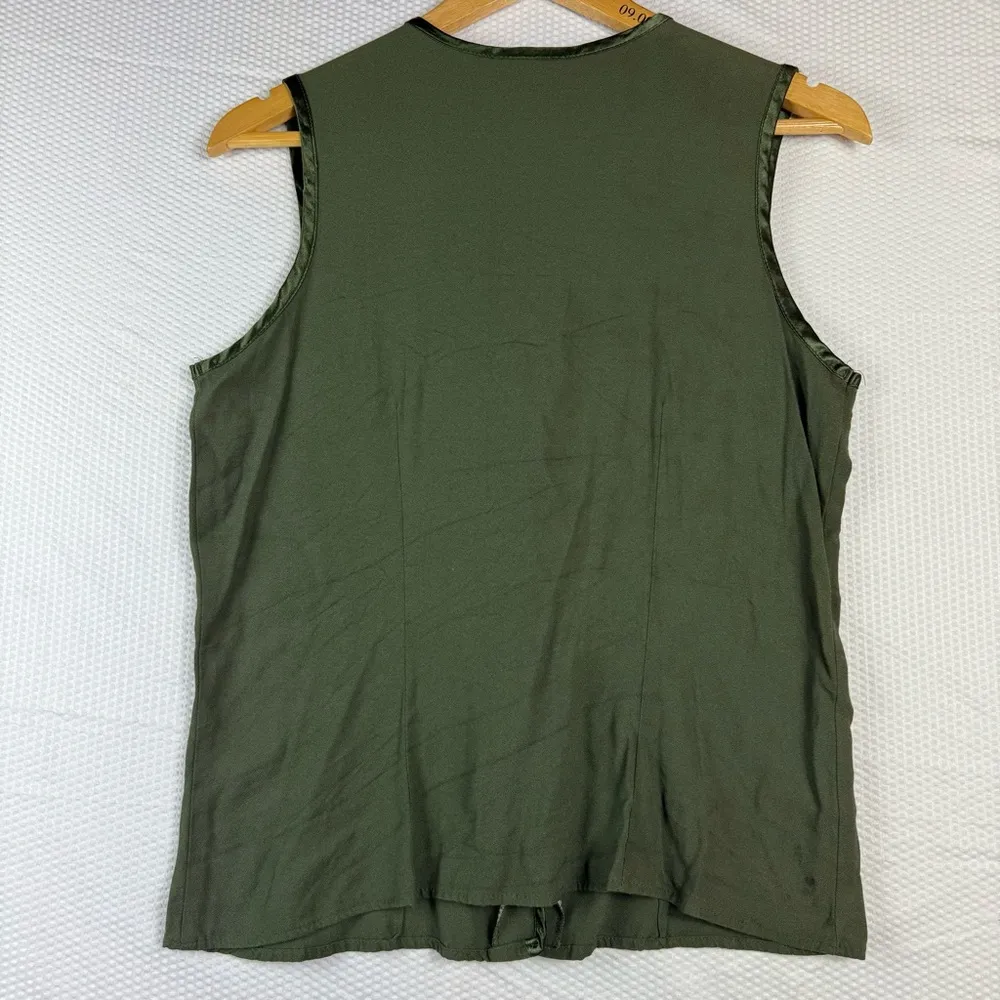Vintage 1990s Fashion Bug Green Button Down Sleeveless Blouse Size Medium - Image 5