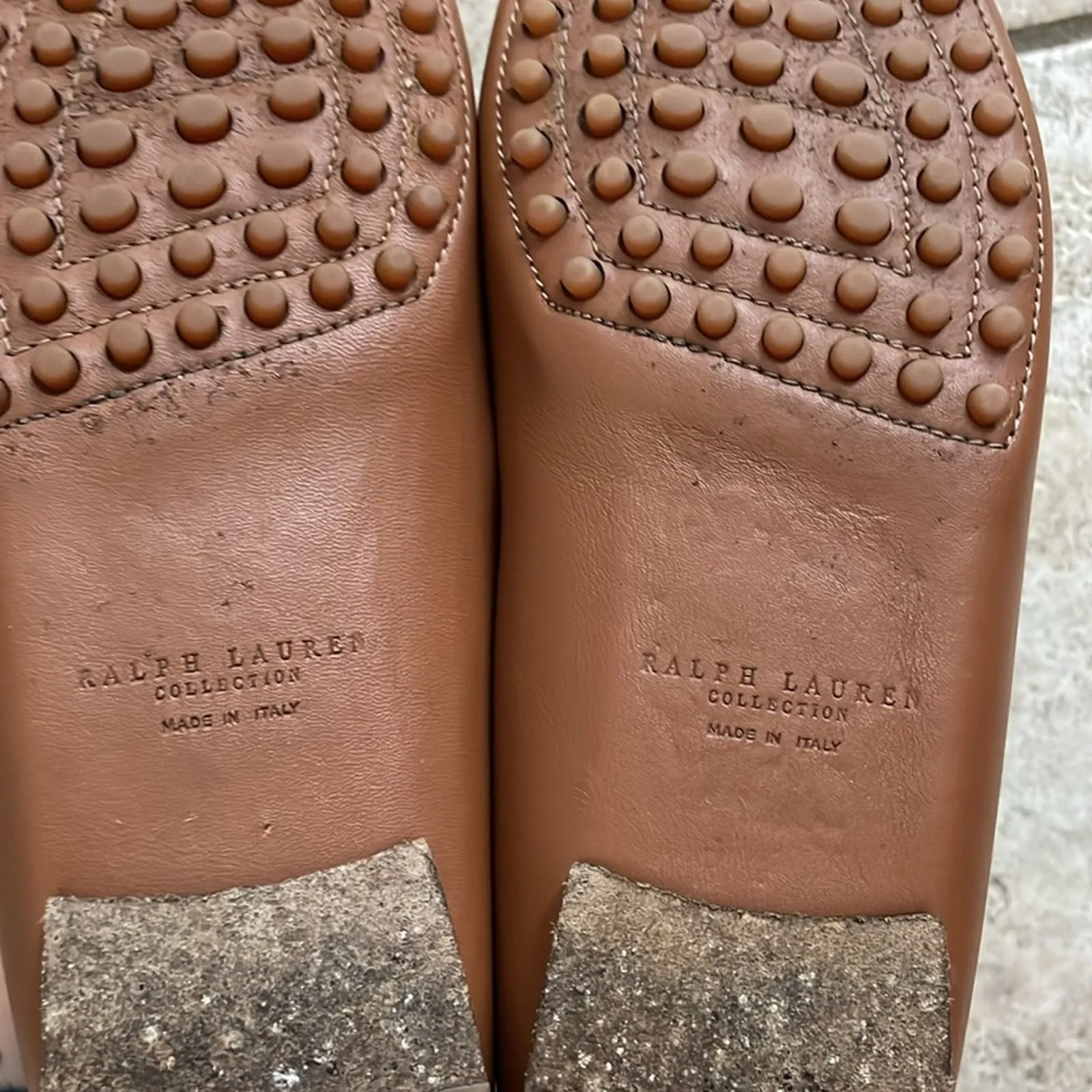 RALPH LAUREN COLLECTION DASITA Tan Leather Driver Loafer Moccasin Shoes Size 5.5 - Image 9