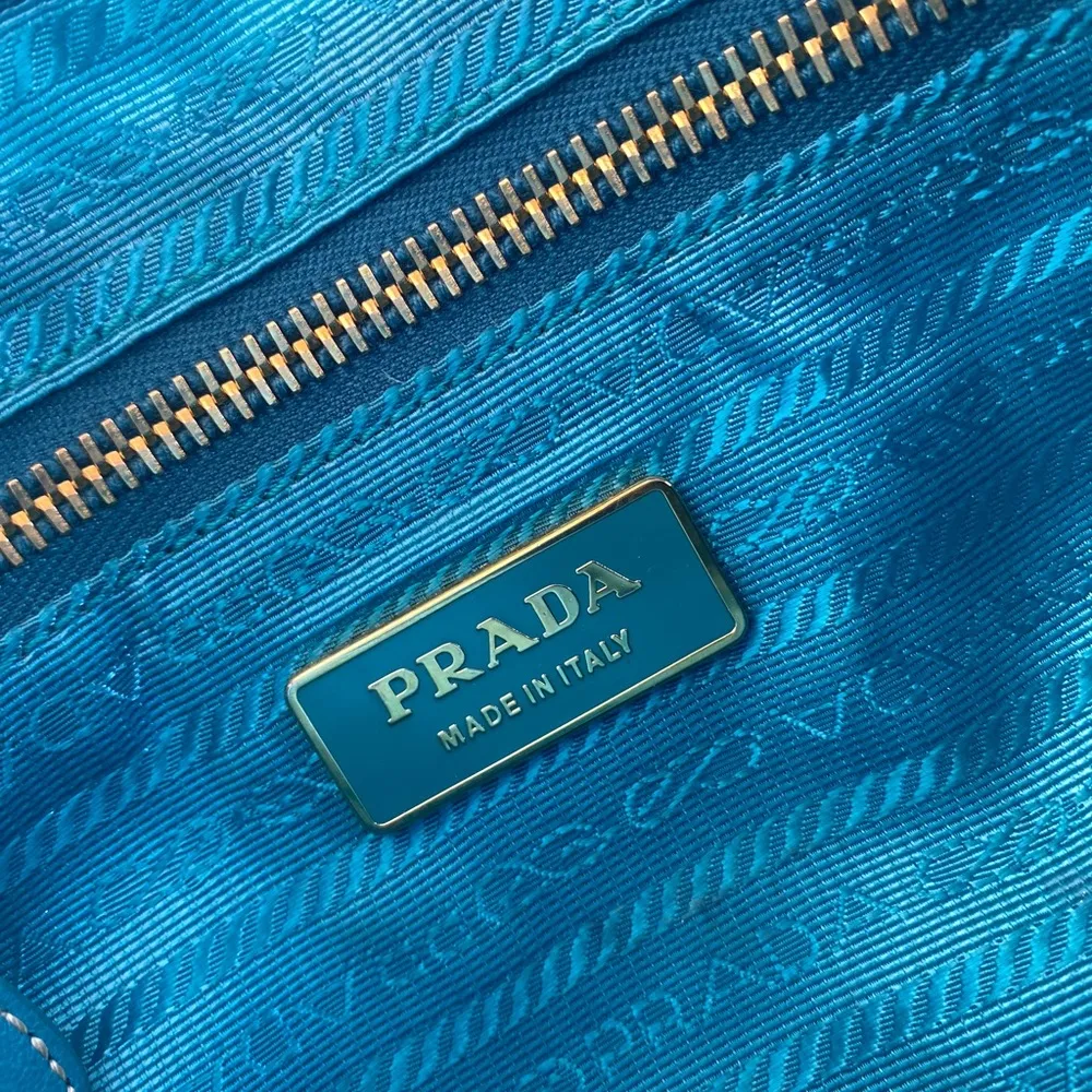 Prada Blue Tessuto Gaufre Crossbody - Image 7
