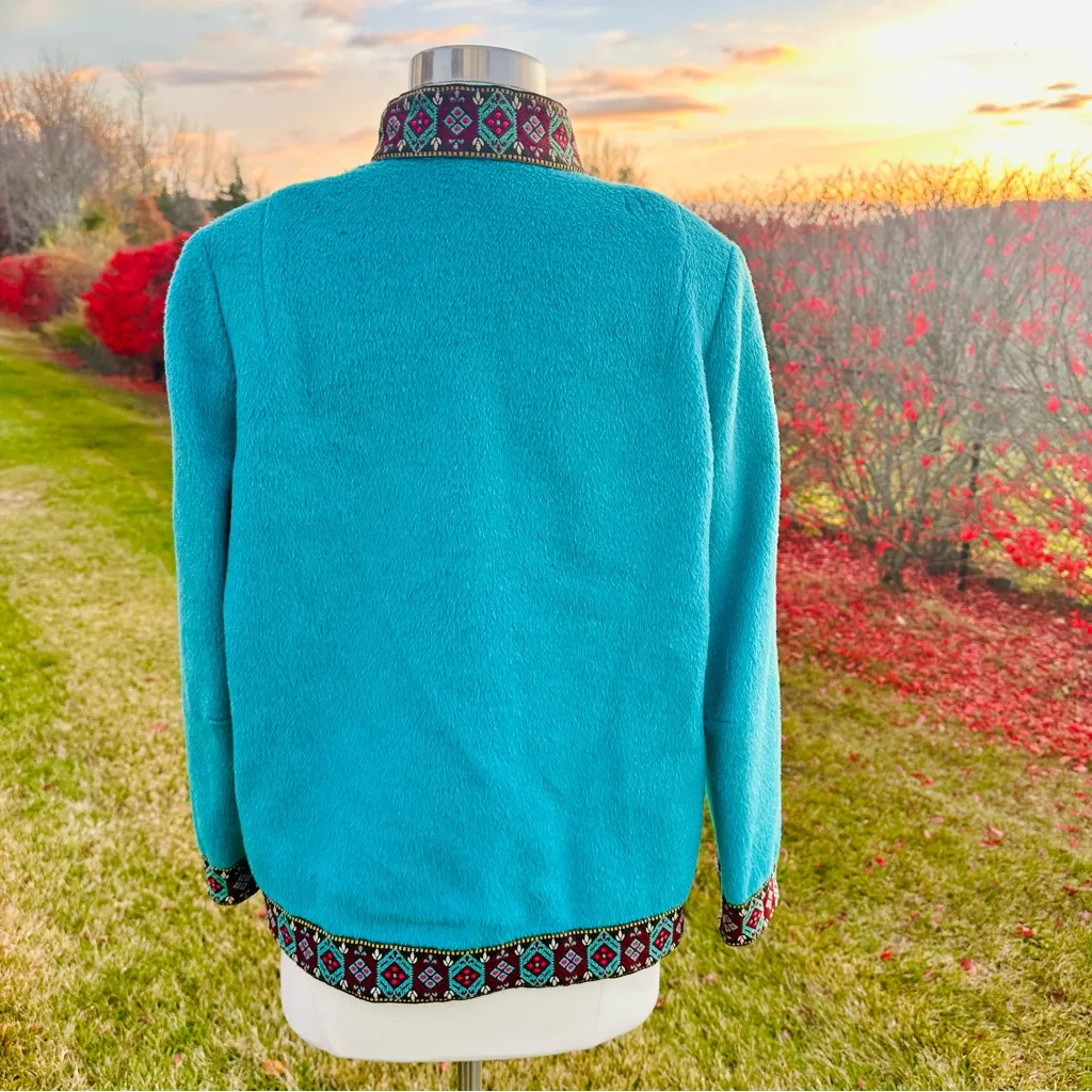 Vintage Danico 100% Pure Wool Scandinavian/Nordic Sweater Jacket Blue Size 12 - Image 8