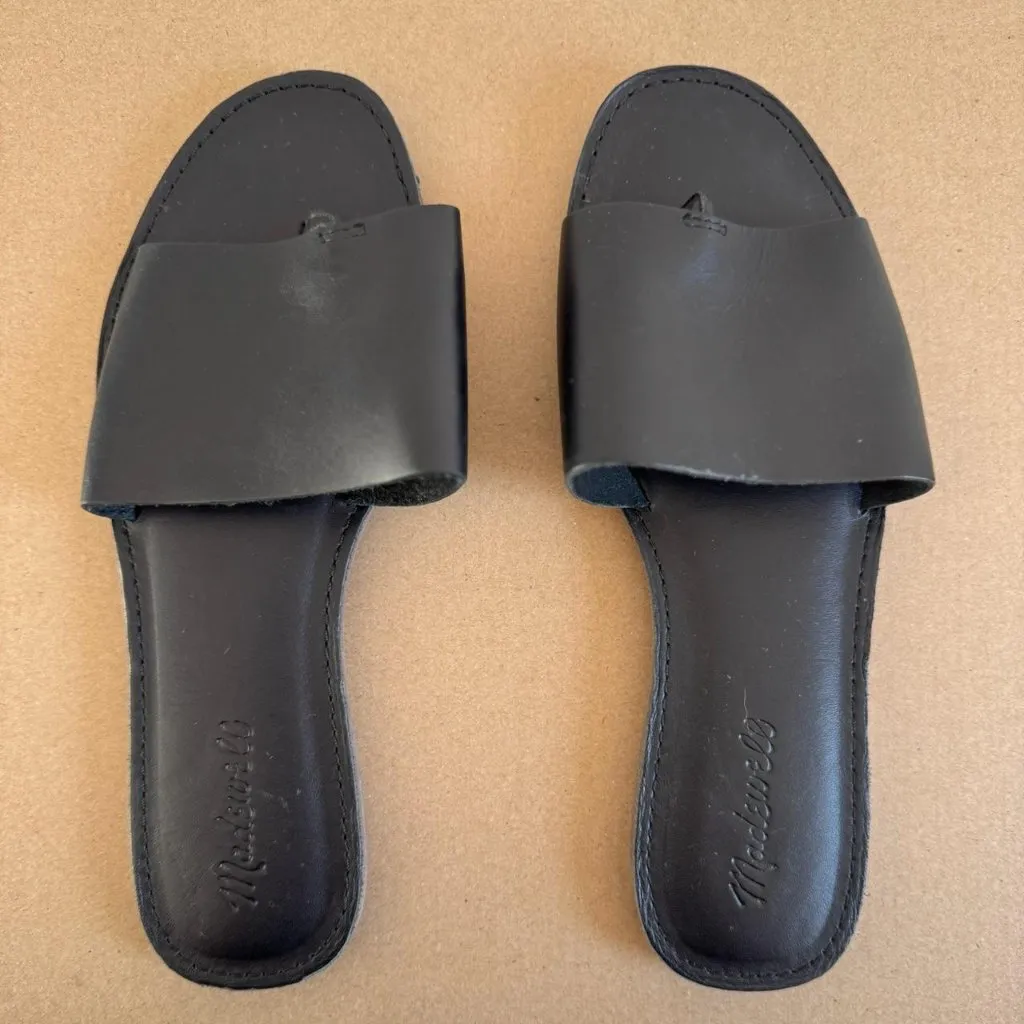 Madewell The Boardwalk Post Slide Sandal in True Black, Size 8.5 - Image 3