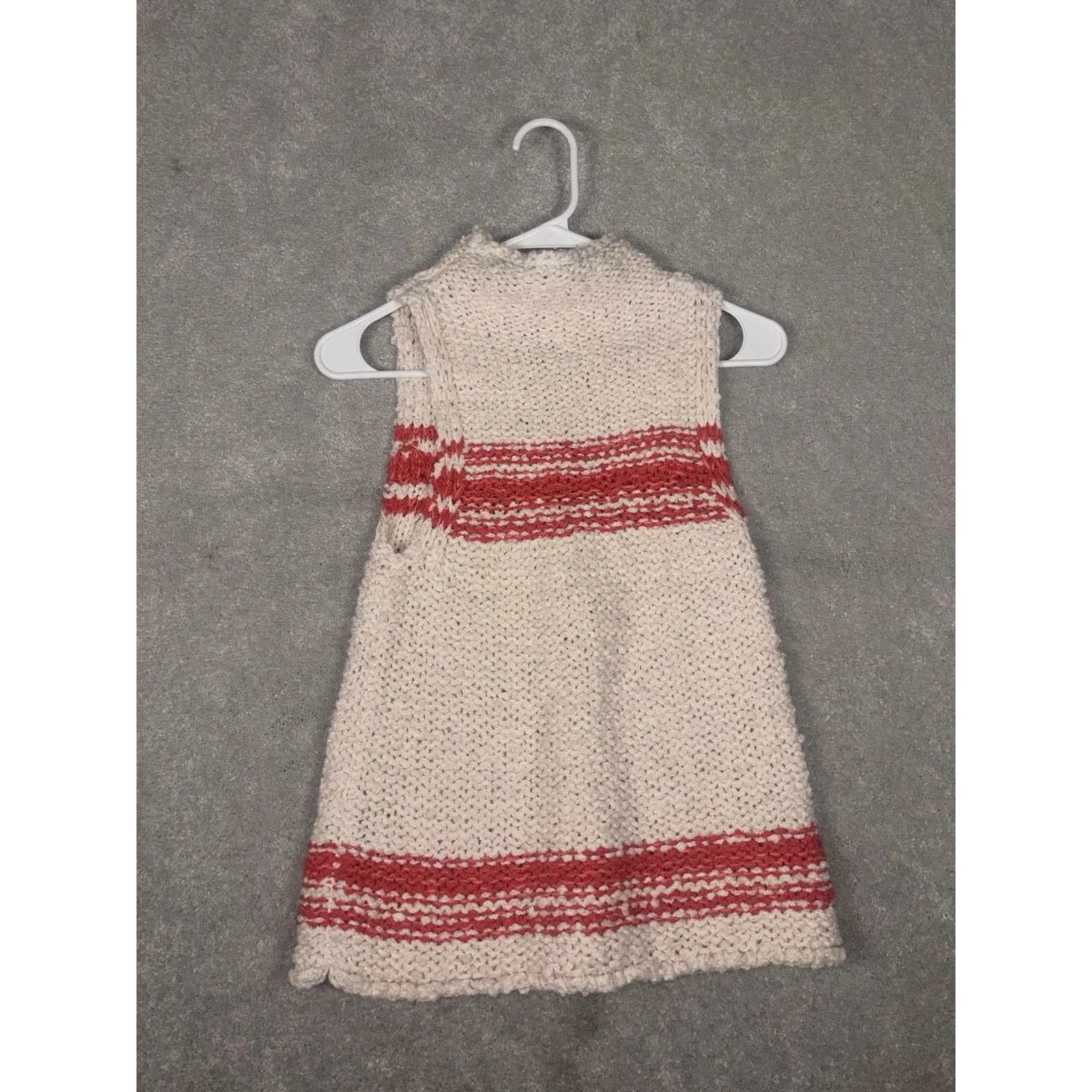 Anthropologie Pilcro mock-neck keyhole sweater tank off-white red striped Small - Image 9