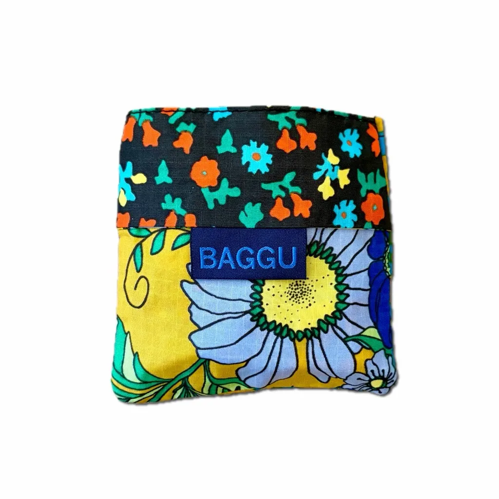 BAGGU Baby Baggu Patchwork Floral Print - DEADSTOCK - EUC Folds to 4x4in RARE - Image 4