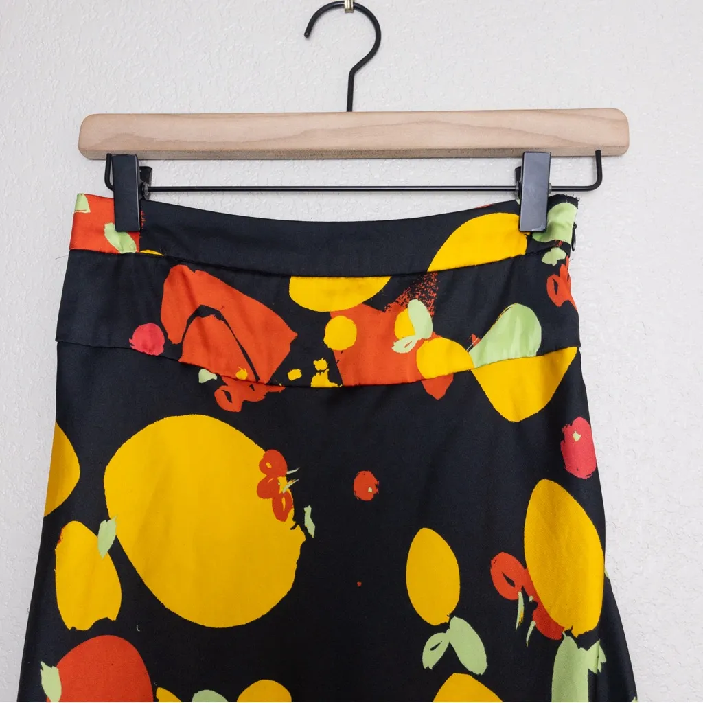 Free People Normani Bias Printed Satin Midi Skirt 0 Fruity Pop Black High Waist - Image 5