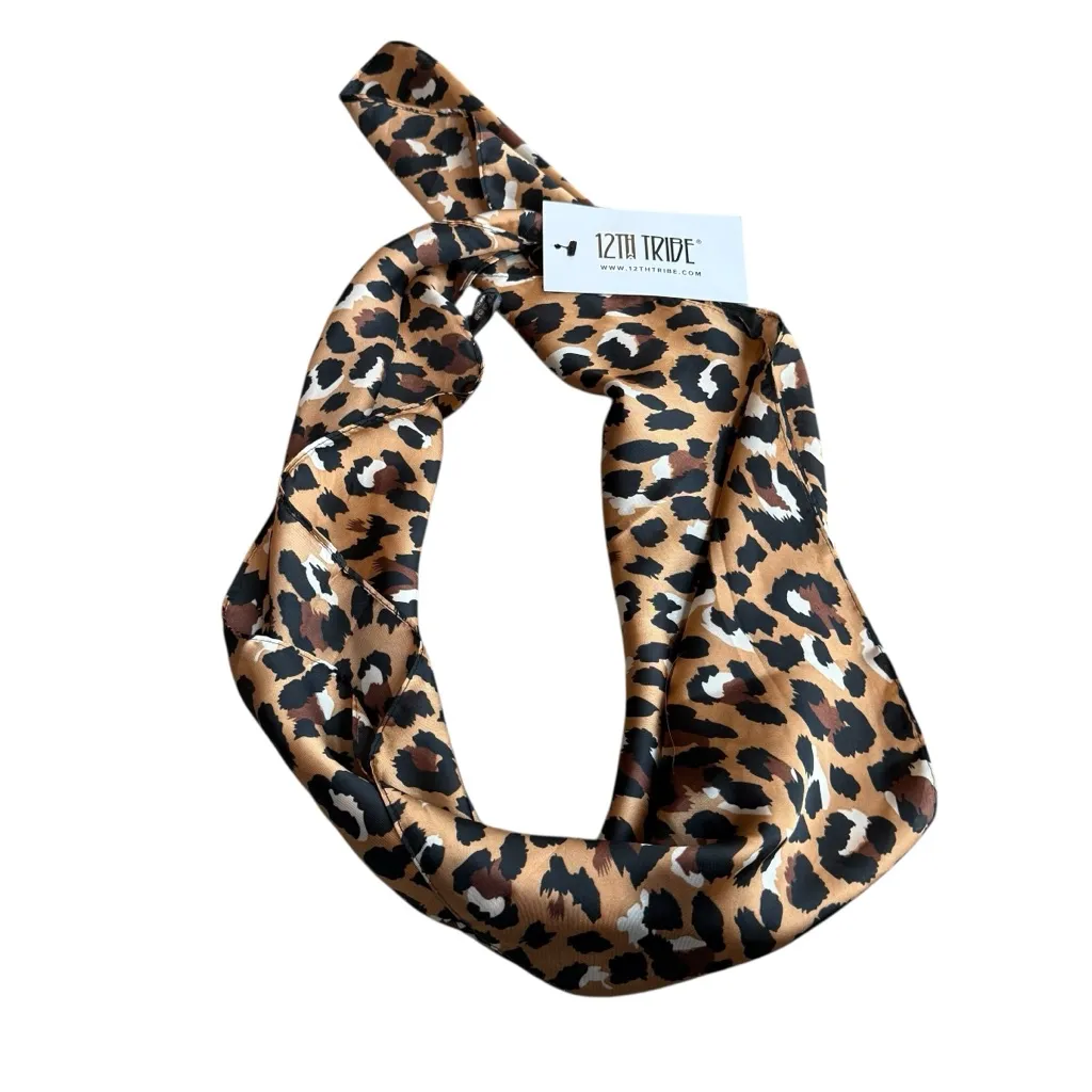 12th Tribe Leopard Satin Scarf Bandana Animal Print Festival Dust Cover Rave NWT - Image 3