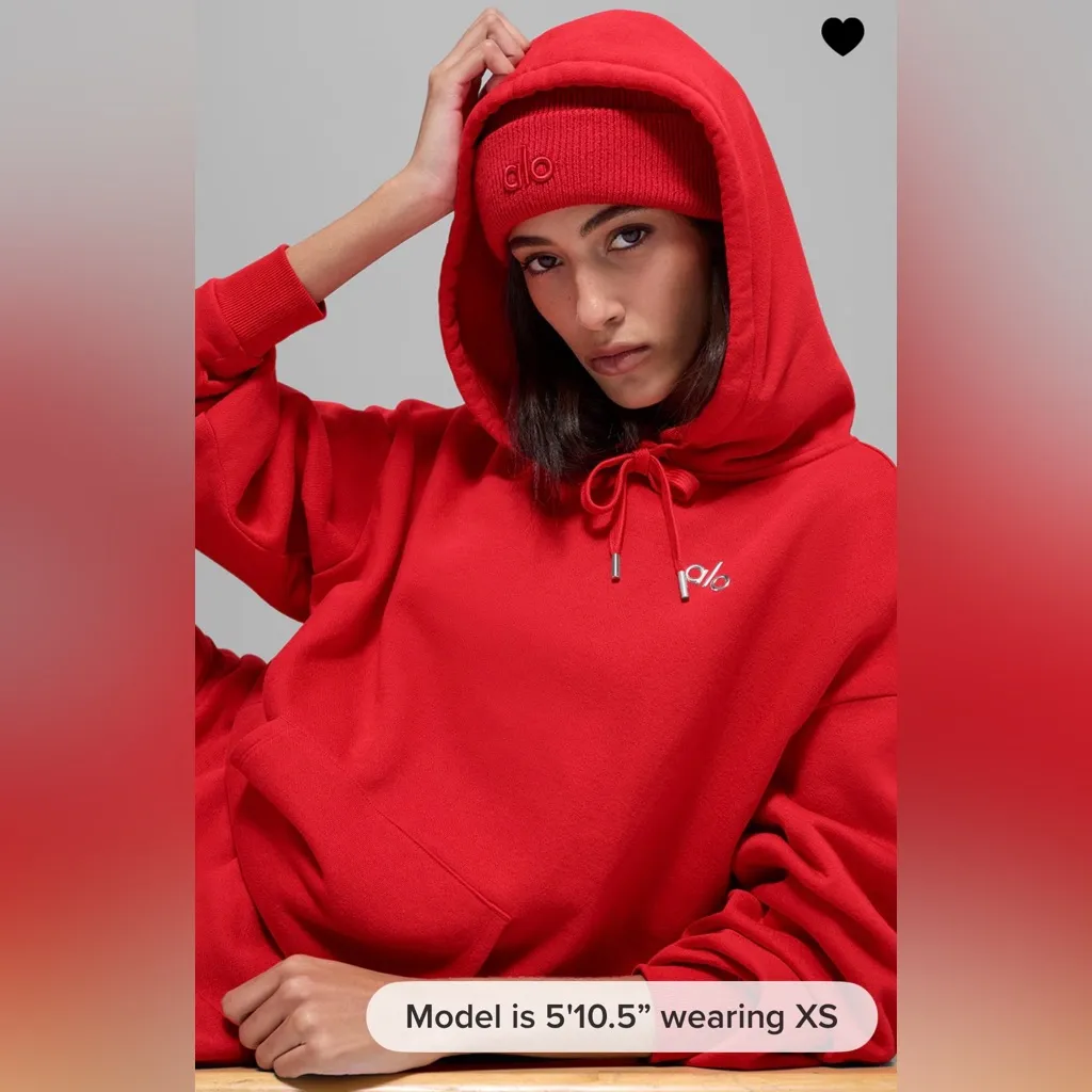 ALO Yoga NWT Accolade Hoodie Bright Red Color Unisex Oversized Size L - Image 3