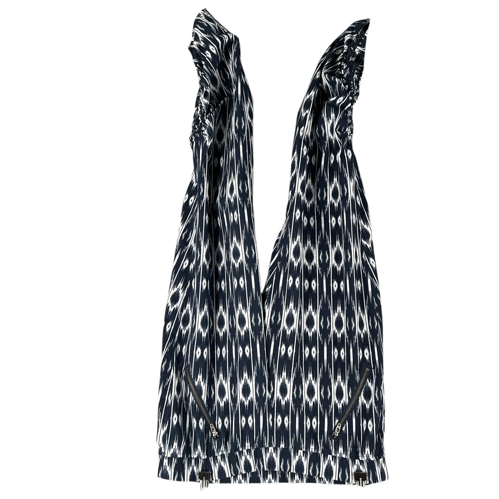 Athleta Printed Pull-On Pants Navy Ikat Ruched Hem Size 4 Stretch Activewear - Image 5