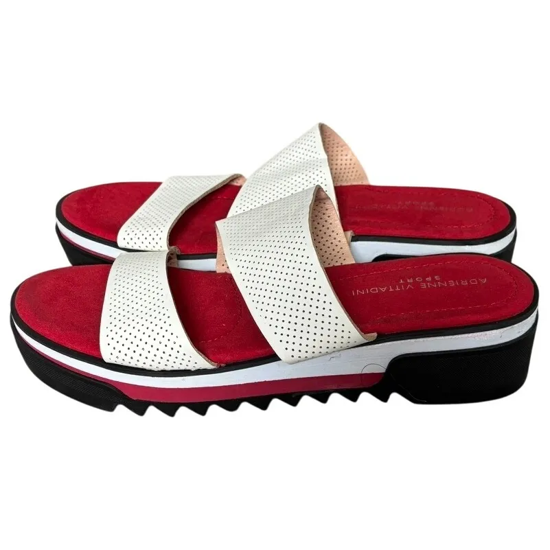 Adrienne Vittadini Sport Prindle Platform Slide‎ Sz 9 White Red Tennis Prep - Image 3