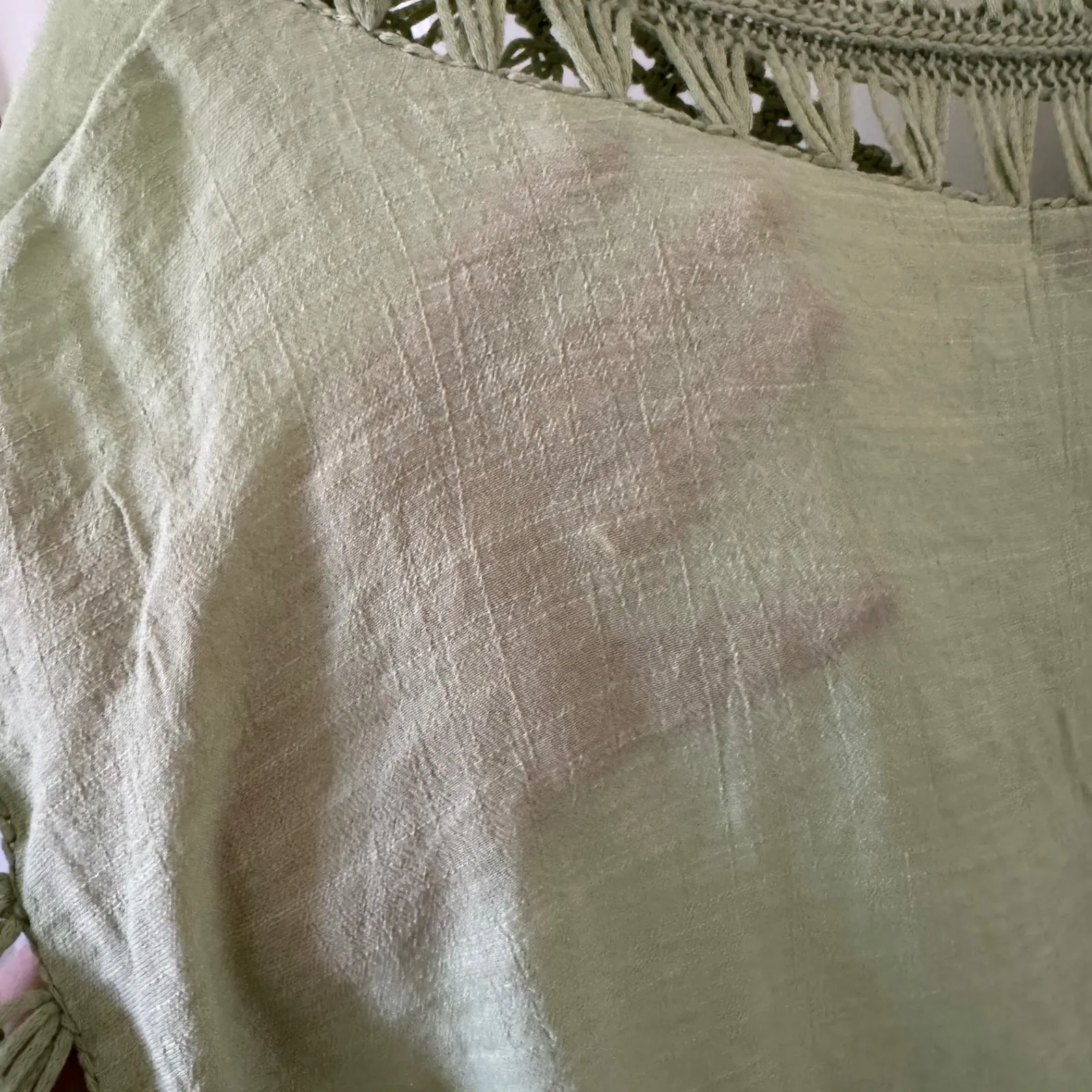 NEW Lamaolu sz S Womens Green Crochet Knit Pullover Poncho Shrug Laggenlook Boho - Image 7