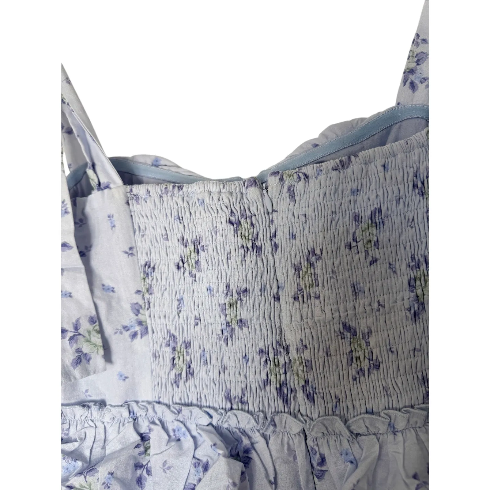 Petal & Pup Dress Marina Floral Tiered Ruffle Midi Size Large in Blue - Image 7