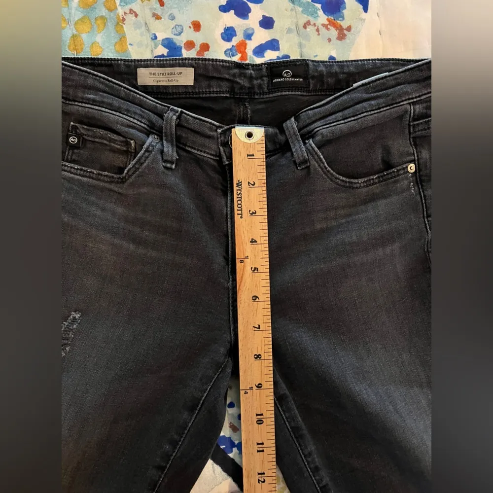 ADRIANO GOLDSCHMIED 28 The Stilt Cigarette Roll-Up Jeans Charcoal Black Gray - Image 5