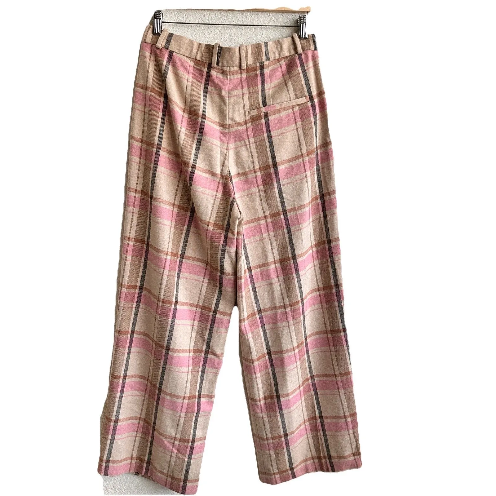 COS Pleated Wide-Leg Checked Trousers in a pink plaid Wool Blend Preppy - Image 3