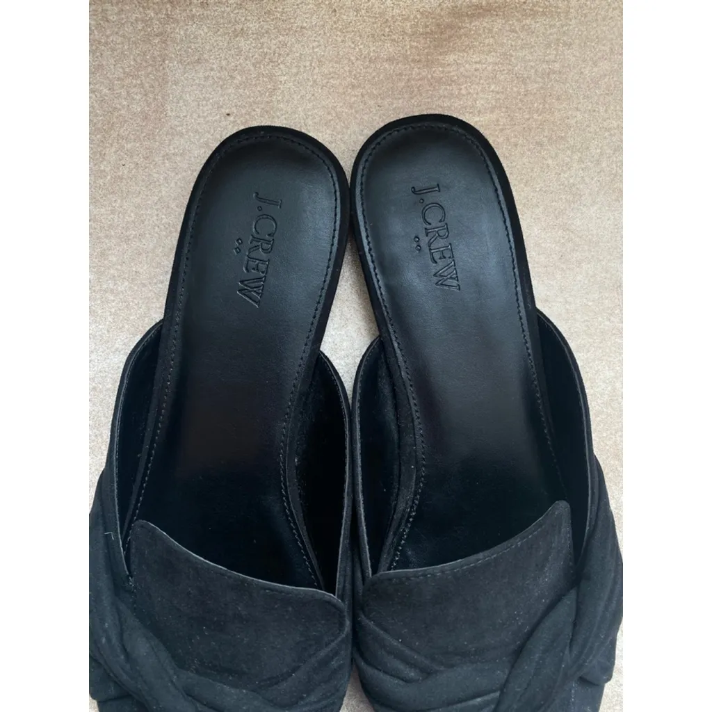 J.Crew Pointed Toe Slip-On Loafers Black Suede Knotted 9 Preppy Yacht City Luxe - Image 9