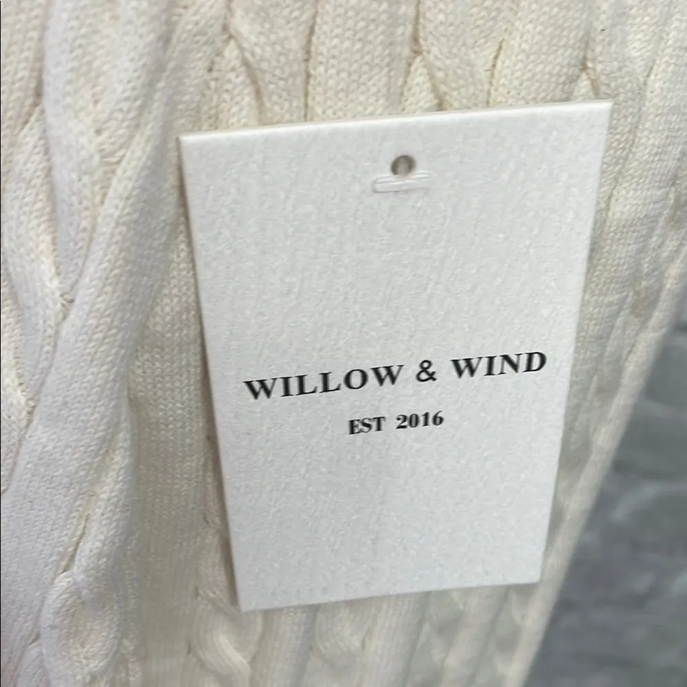 Willow & Wind White Cable Knit Skirt Set with Black Trim Size L - Image 3