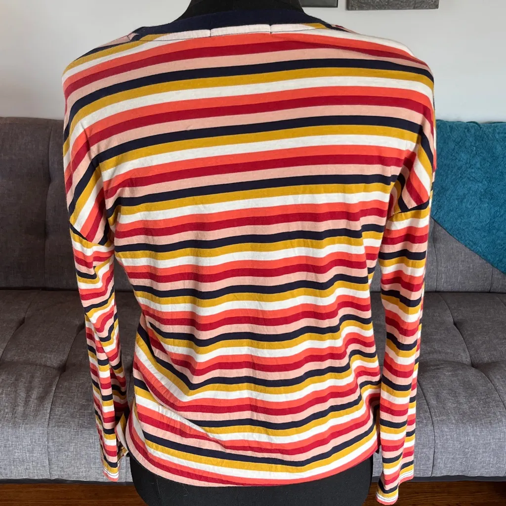 Marine Layer Multicolor Striped crew neck long sleeved tee shirt size small - Image 2