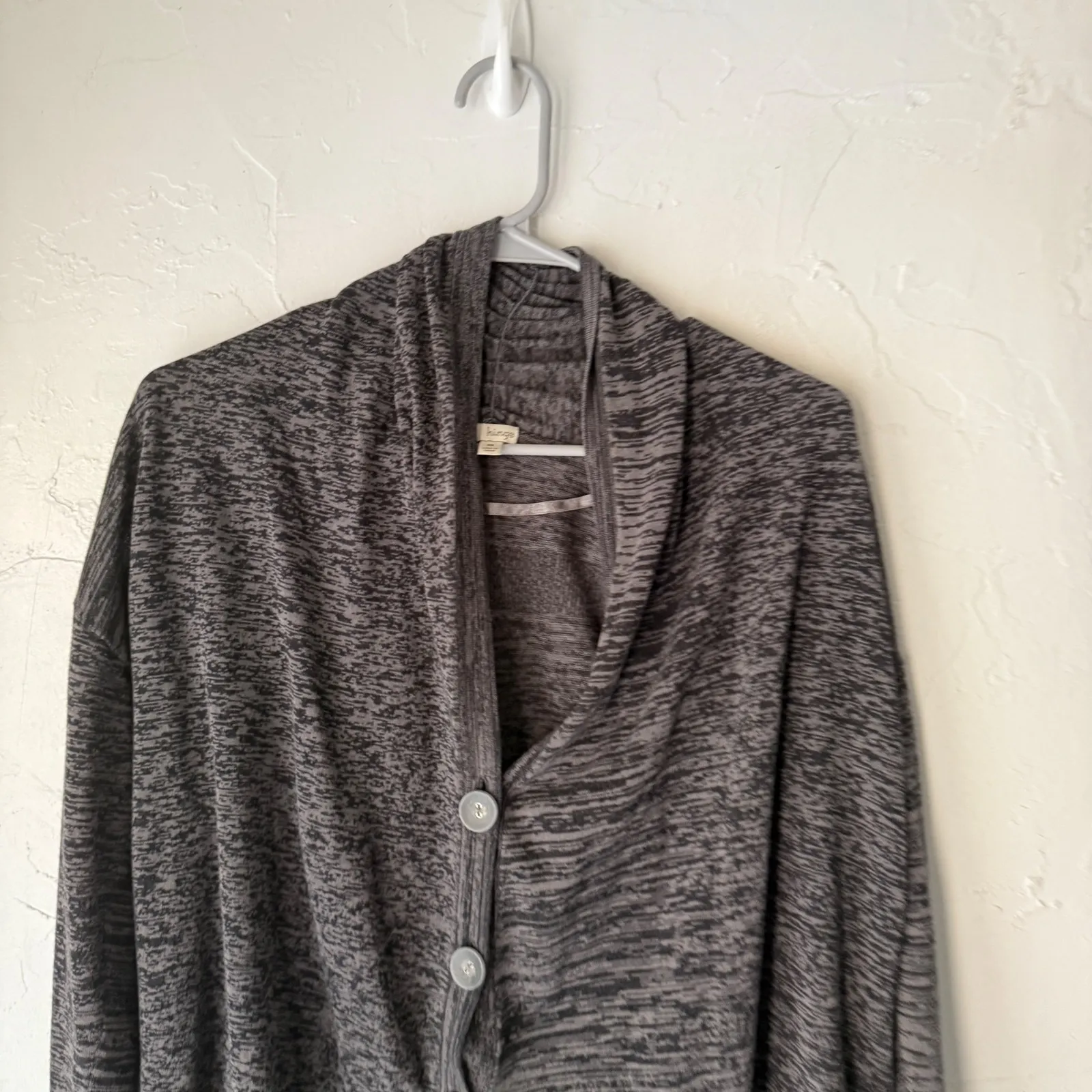 Hinge Charcoal Marled Knit Duster Cardigan Sweater Button Front XS Preppy Career - Image 2