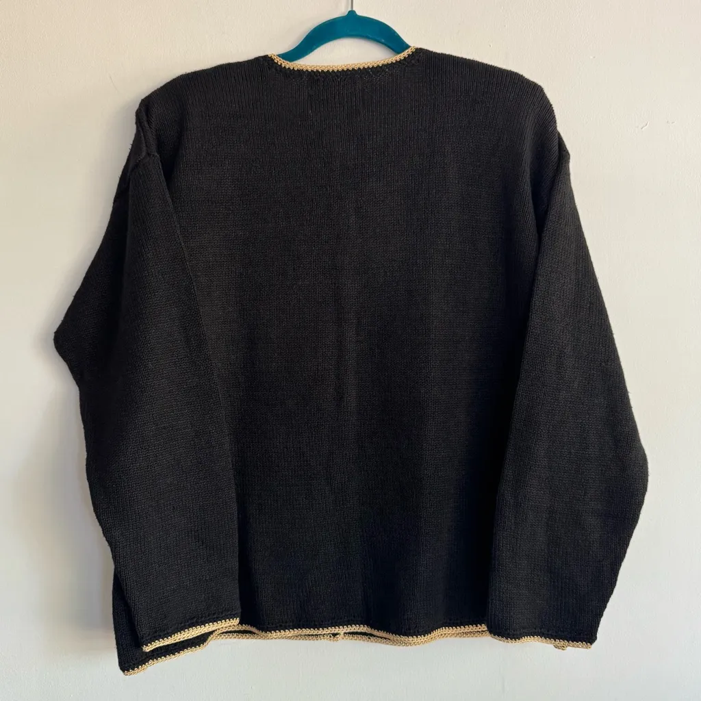 Vintage 1999 Heirloom Collectibles World Party 2000 Cardigan Sweater‎ Y2K Size L Black Size L - Image 8