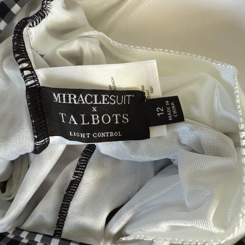 Talbots Miraclesuit black white checkered lightly padded one piece swimsuit 12 - Image 9