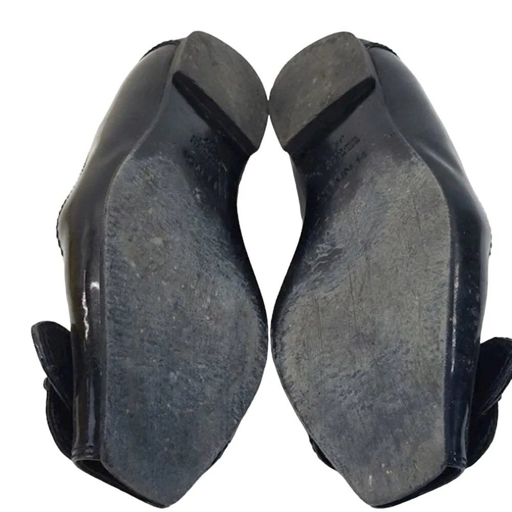 FENDI Vintage Women's Ballerina Vernice Nero Flats Sz 37 - Image 7