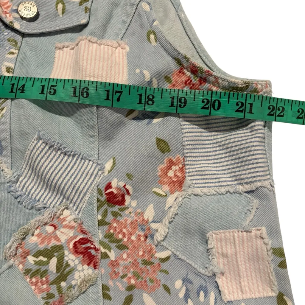 Susan Bristol Floral Patchwork Vest - Light Blue and Pink - Image 3