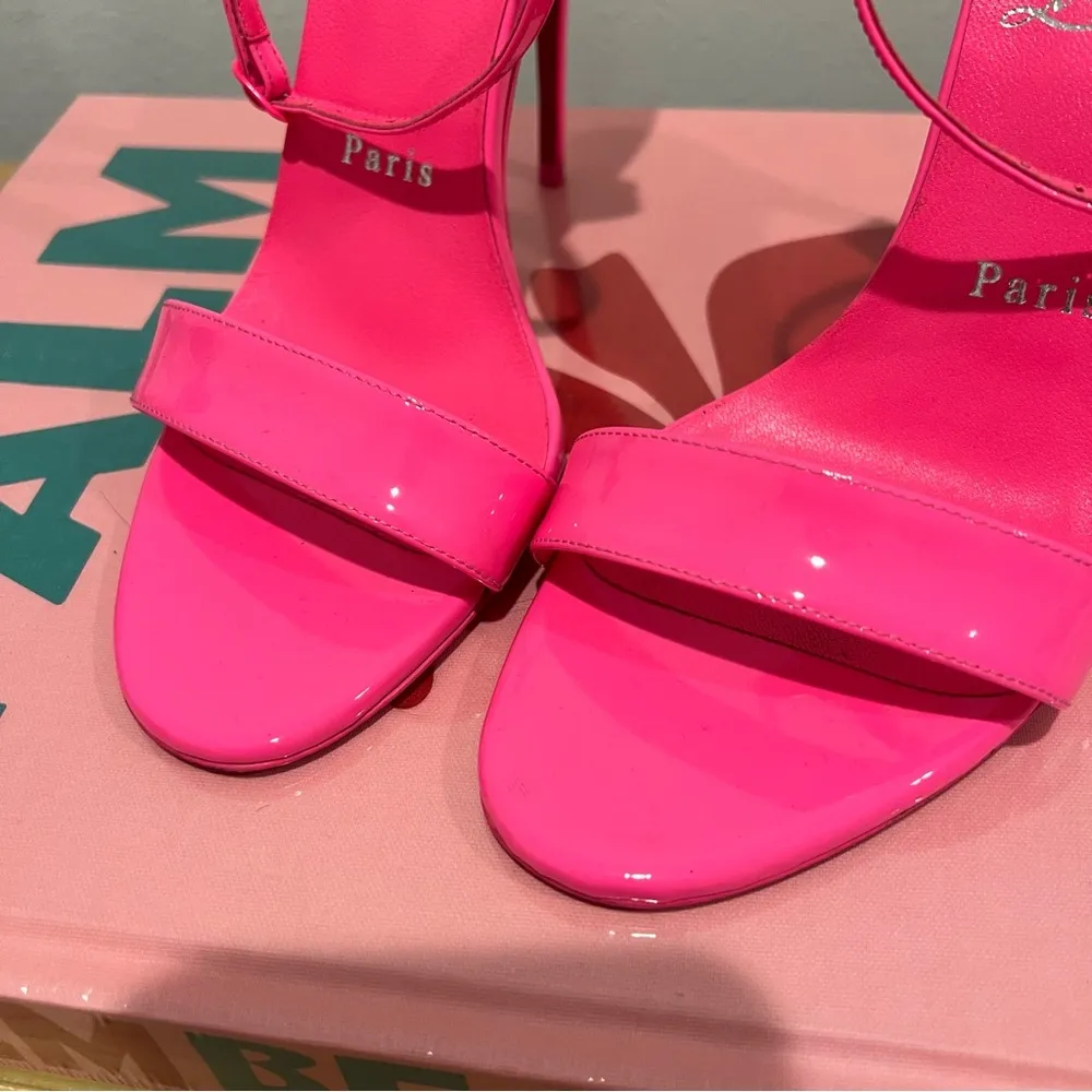 Christian Louboutin Loubigirl 100 Leather Stiletto Sandals Barbie Pink - Image 6