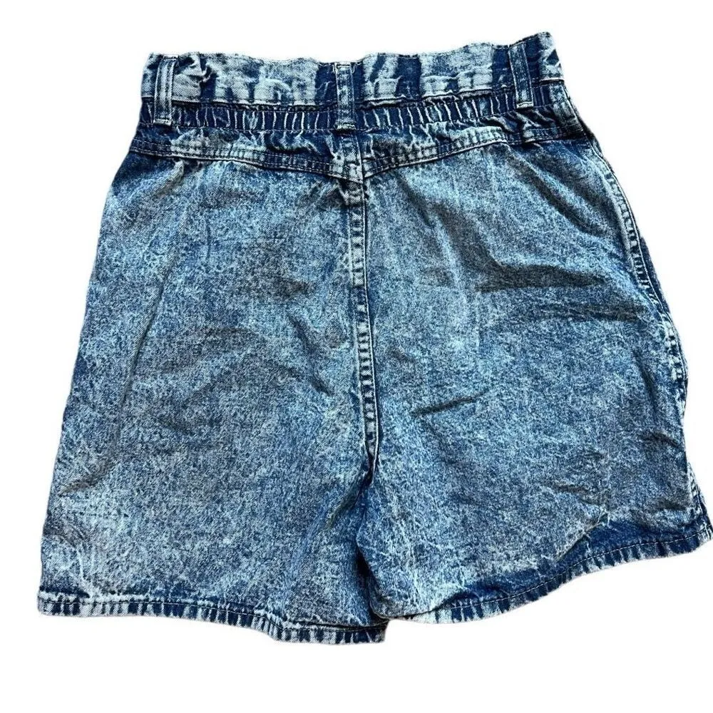 Vintage Stuffed Shirt 80s Deadstock High Waist Acid Wash Denim Jean Shorts - Image 2