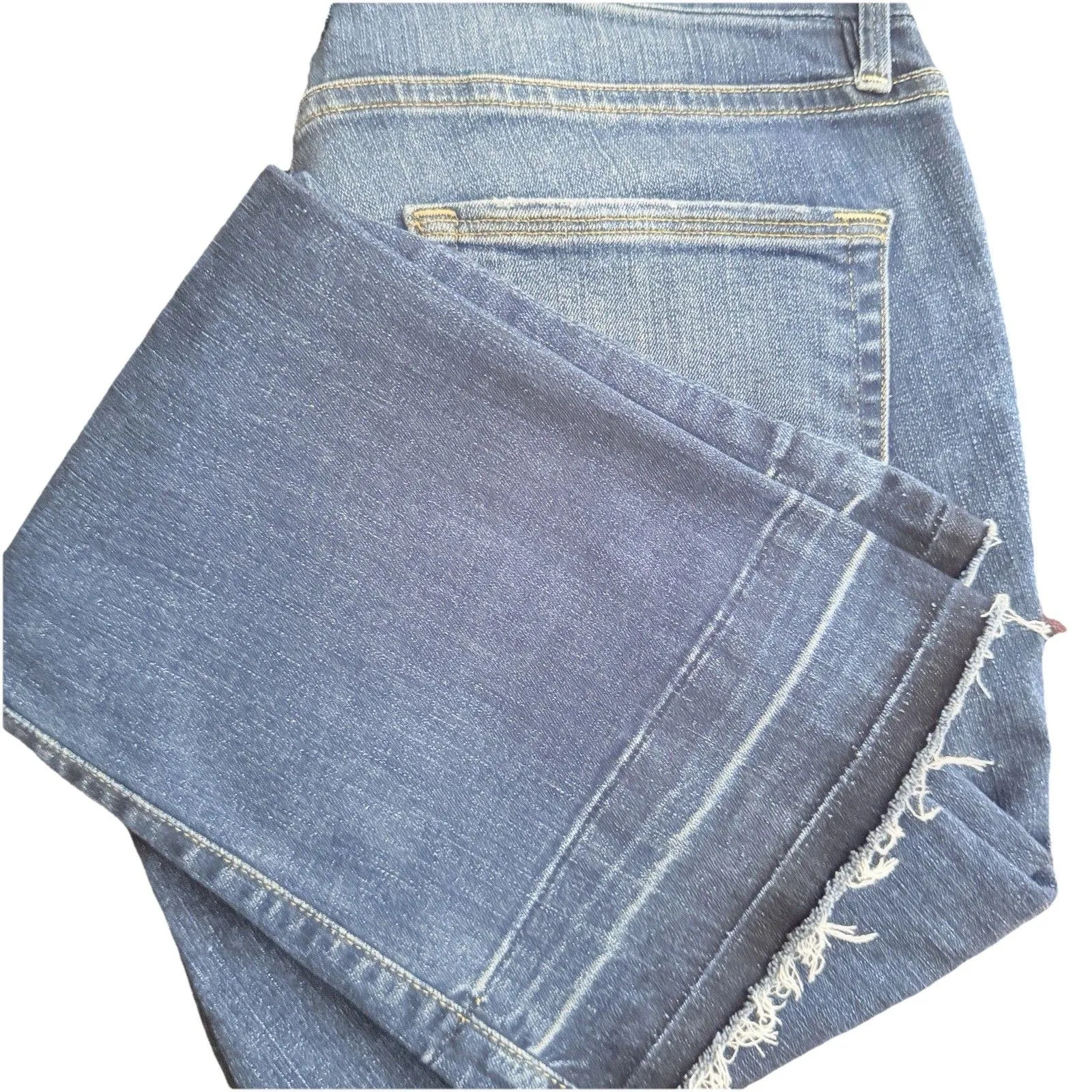 Good American Good Legs Bootcut Crop Jeans 14/32 Blue Distressed Made in USA - Image 6