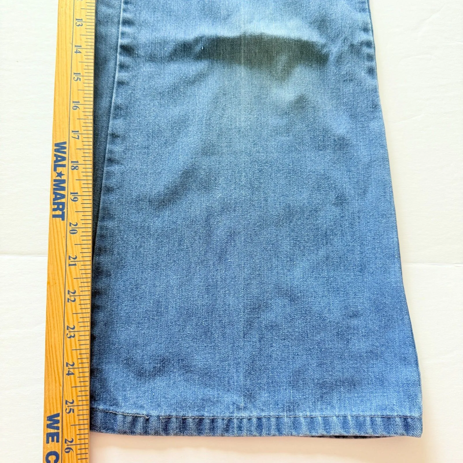 VTG Fancy Props Wilkins Light Wash Flare 70s Front Pockets High Rise Jean Sz 12 Blue - Image 8