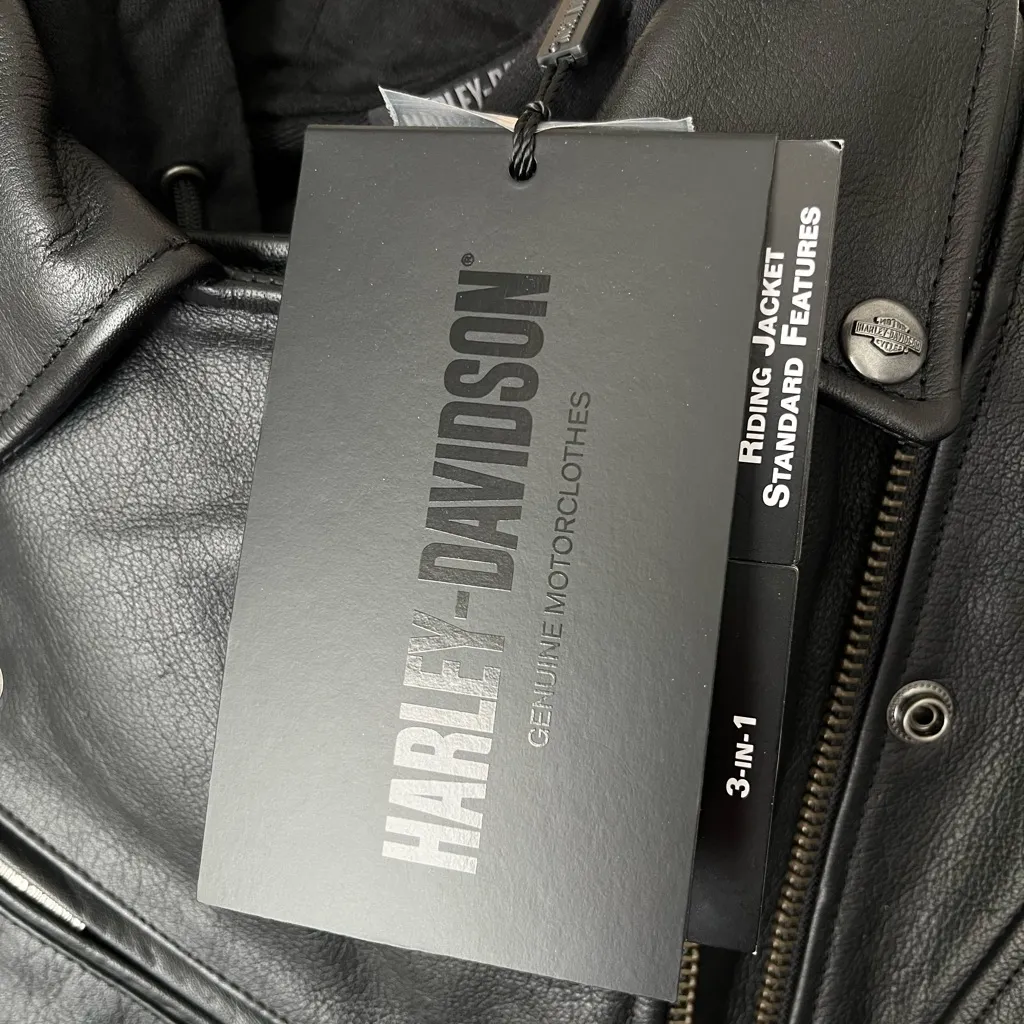 NWT Harley Davidson 3 in 1 Leather motorcycle jacket black small - Image 10