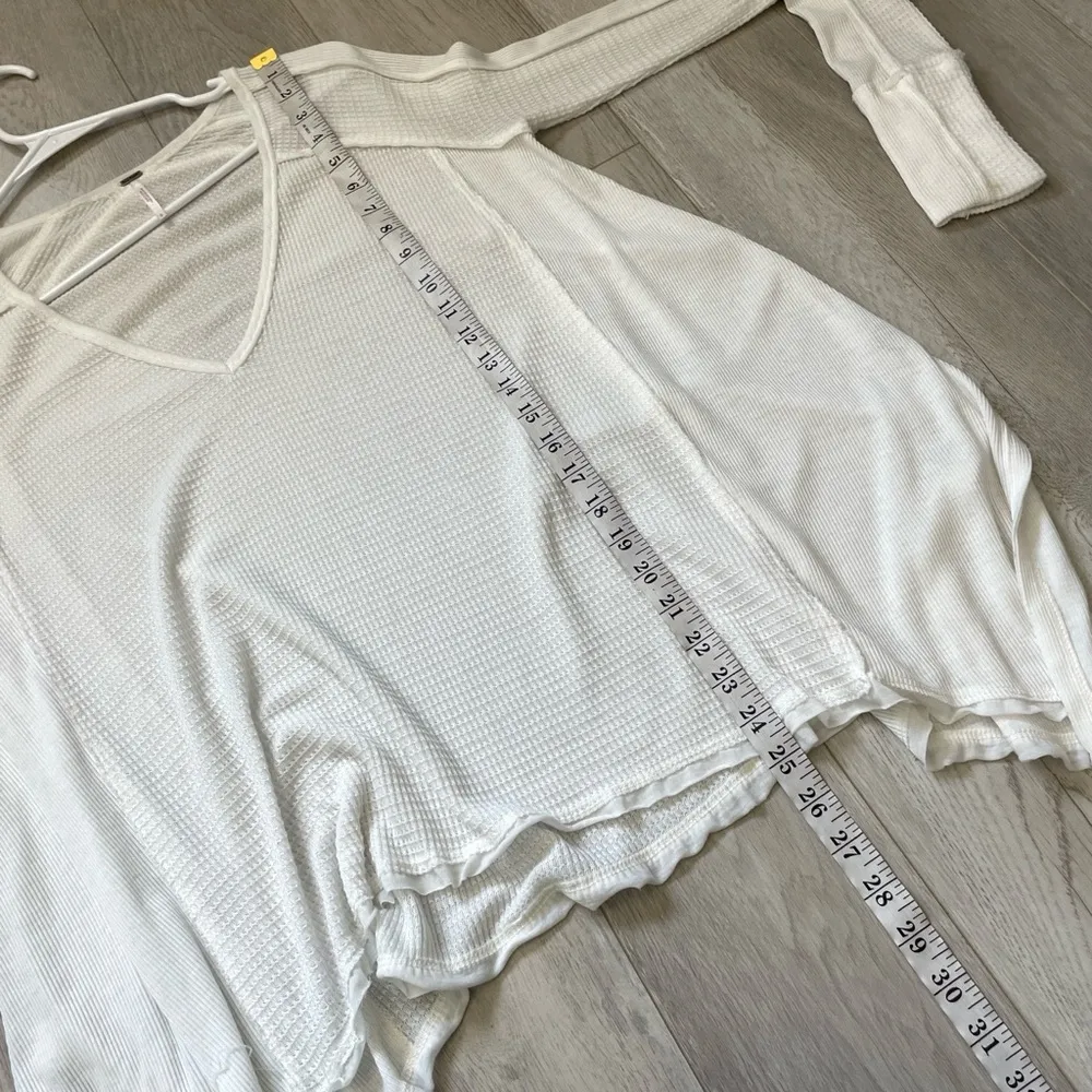 Free People Top pacific thermal long sleeve womens White small boho waffle knit - Image 6