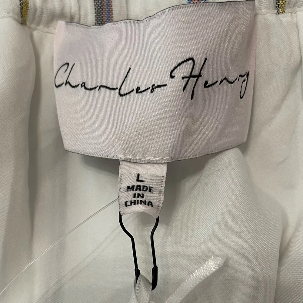 CHARLES HENRY Metallic Stripe Off-the-Shoulder Popover Dress Ivory Sz L - Image 6