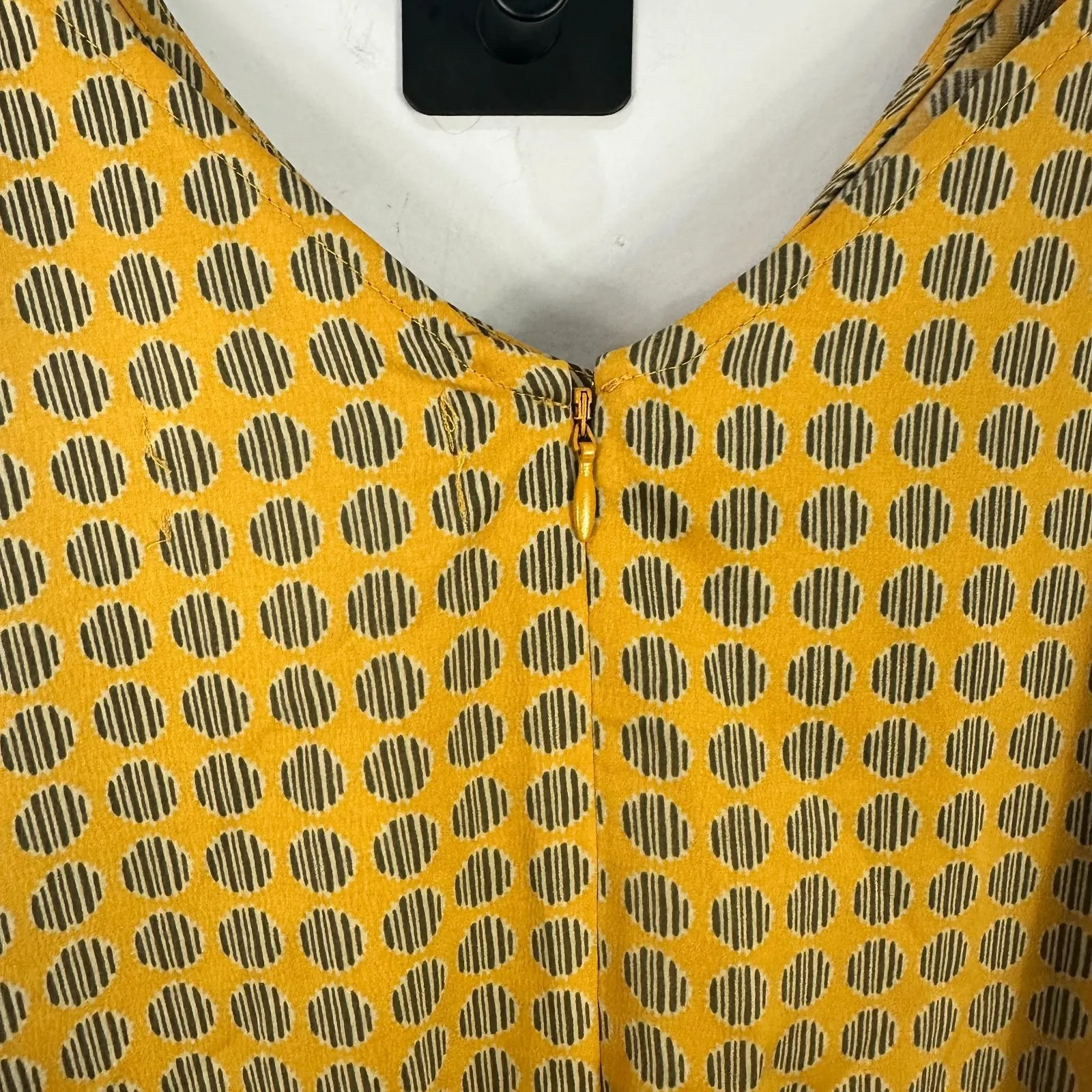 Urban Outfitters Ruched Wrap Midi Dress Small Yellow Polka Dot Indie Retro 90s - Image 9