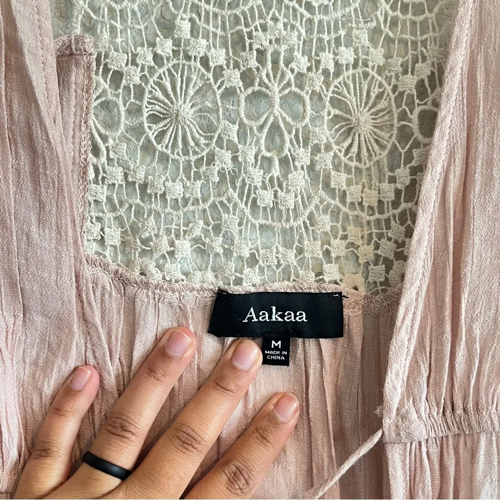 Aakaa Pink Bohemian Coverup Size Medium - Image 3